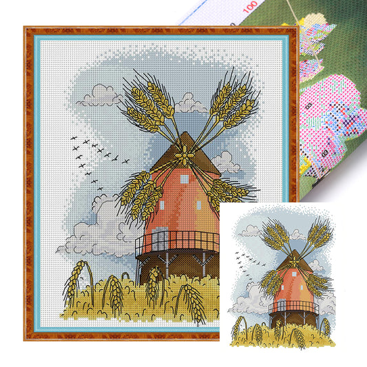 Four Seasons Windmill-Autumn - 14CT Stamped Cross Stitch 27*33CM(Joy Sunday)