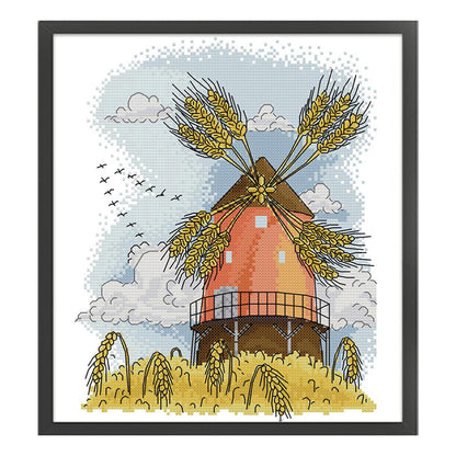 Four Seasons Windmill-Autumn - 14CT Stamped Cross Stitch 27*33CM(Joy Sunday)