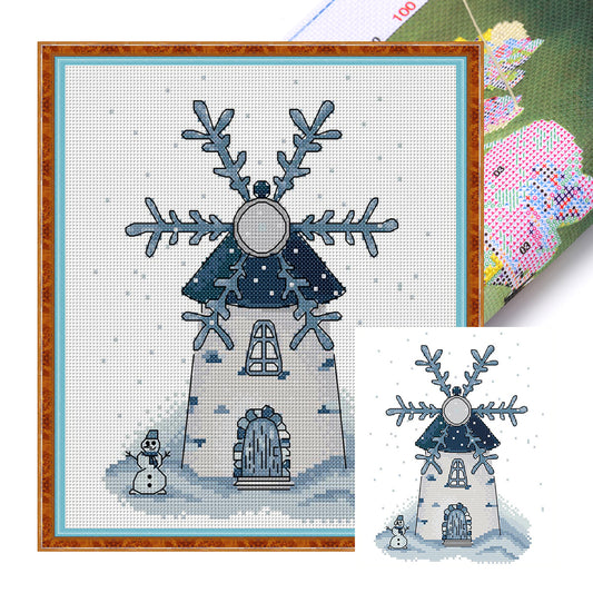 Four Seasons Windmill-Winter - 14CT Stamped Cross Stitch 21*27CM(Joy Sunday)