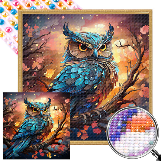 Owl On Tree Branch - Full AB Round Drill Diamond Painting 40*40CM