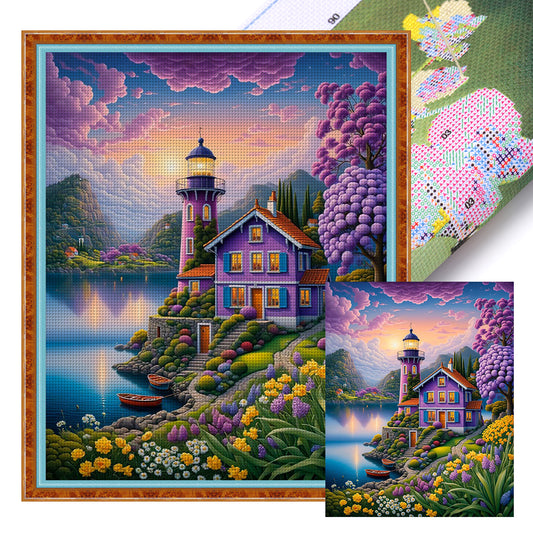 Mountain Villa - 11CT Stamped Cross Stitch 40*50CM