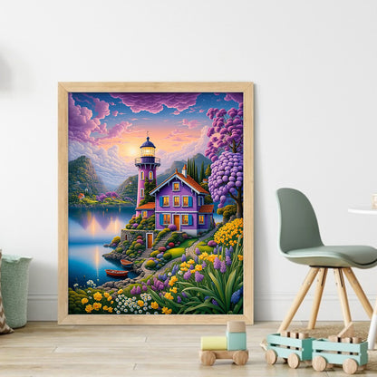 Mountain Villa - 11CT Stamped Cross Stitch 40*50CM