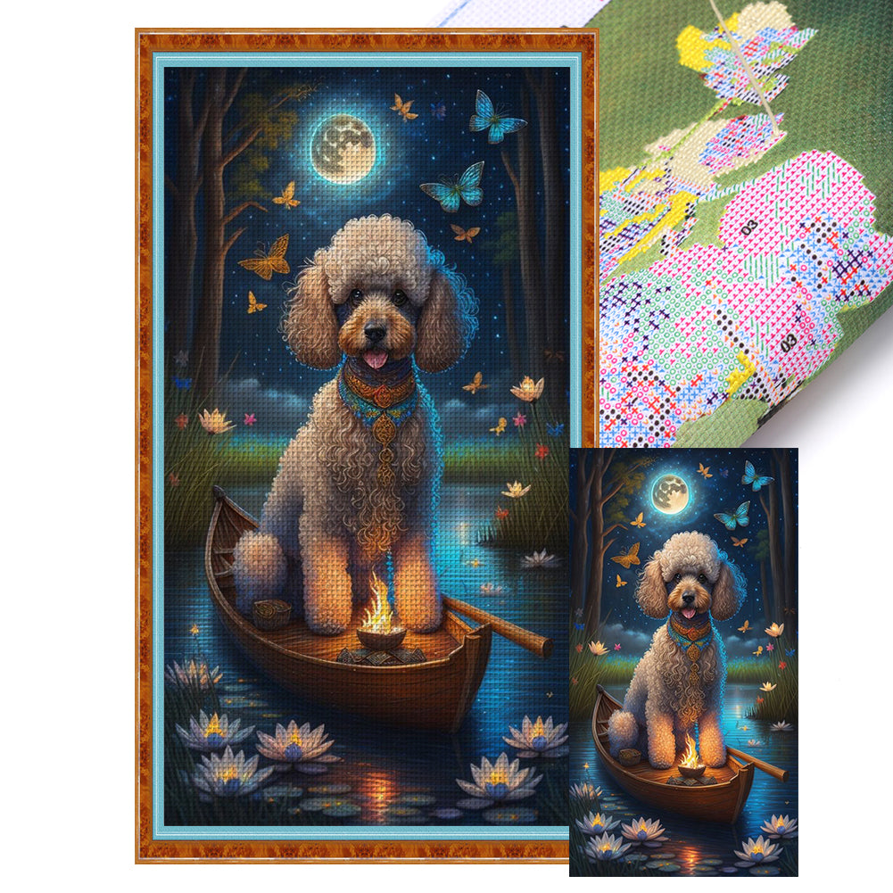 Poodle On The Boat - 11CT Stamped Cross Stitch 40*70CM