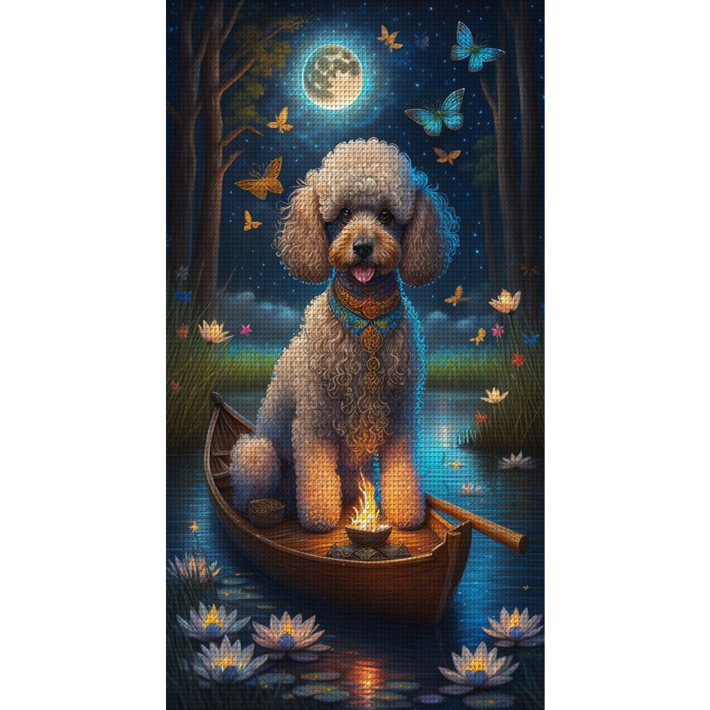 Poodle On The Boat - 11CT Stamped Cross Stitch 40*70CM