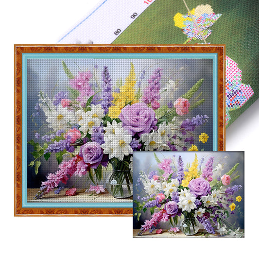 Flowers - 11CT Stamped Cross Stitch 50*40CM