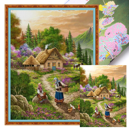 Mountain Farmhouse - 11CT Stamped Cross Stitch 50*65CM