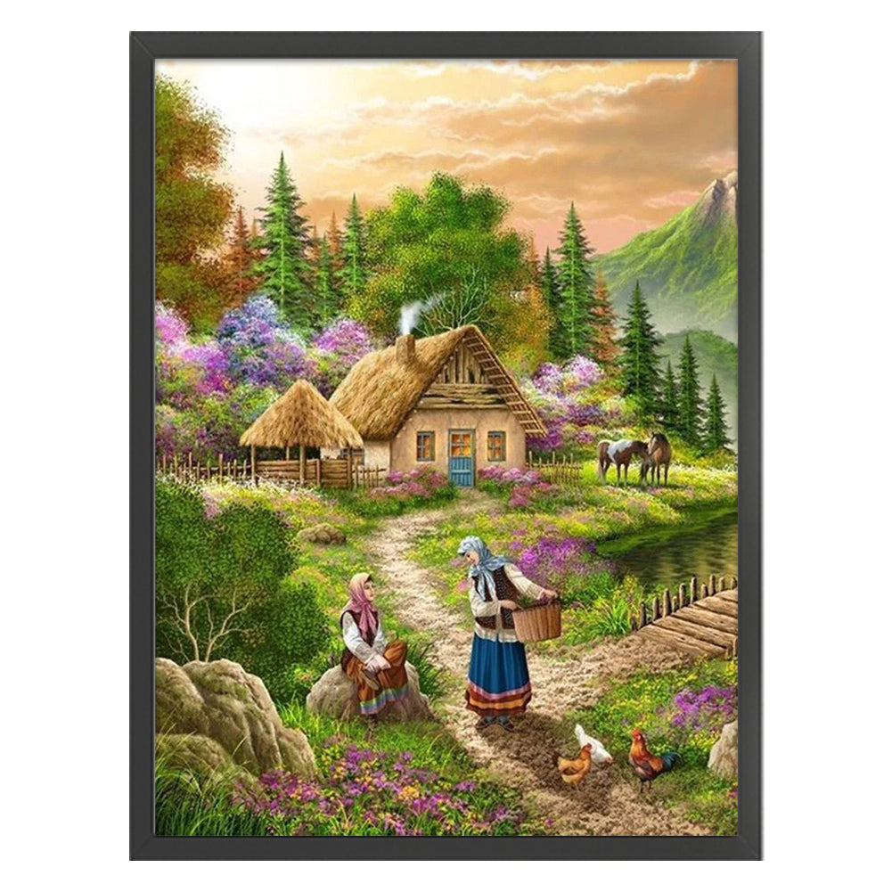 Mountain Farmhouse - 11CT Stamped Cross Stitch 50*65CM