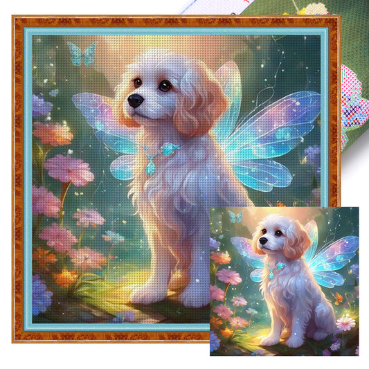 Butterfly Puppy - 11CT Stamped Cross Stitch 40*40CM