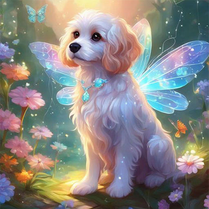 Butterfly Puppy - 11CT Stamped Cross Stitch 40*40CM