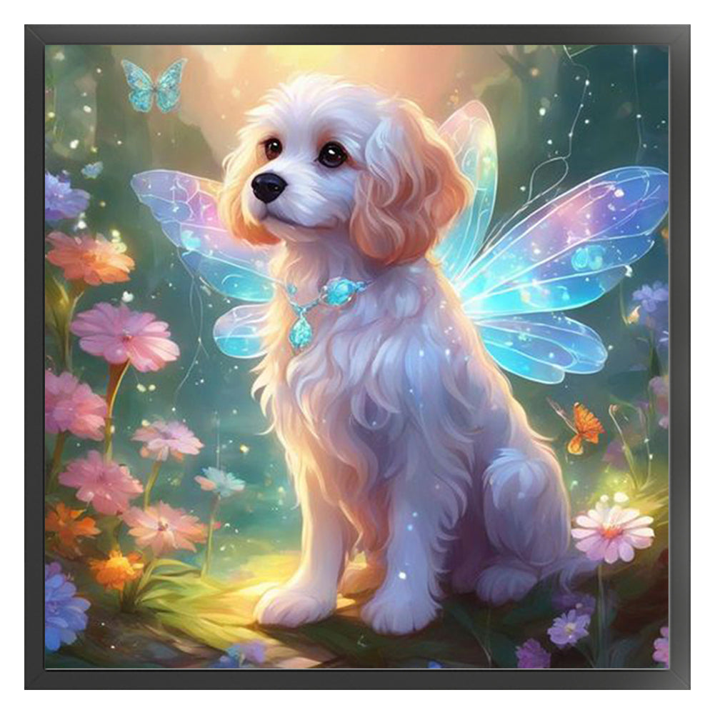 Butterfly Puppy - 11CT Stamped Cross Stitch 40*40CM