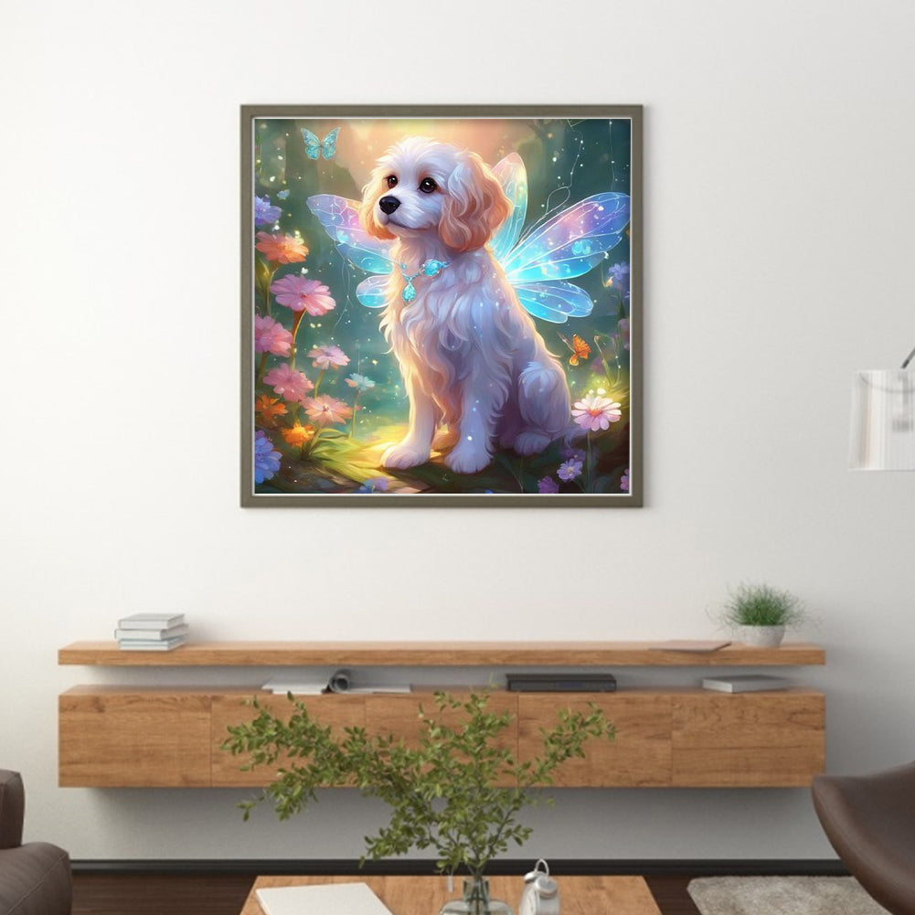 Butterfly Puppy - 11CT Stamped Cross Stitch 40*40CM