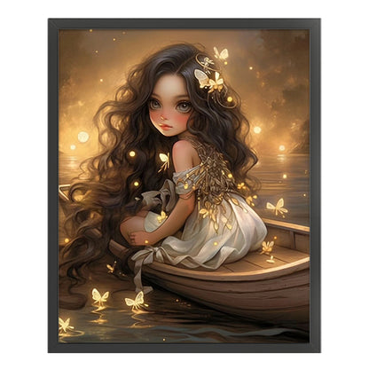 Glowing Butterfly Girl On The Boat - 11CT Stamped Cross Stitch 50*60CM