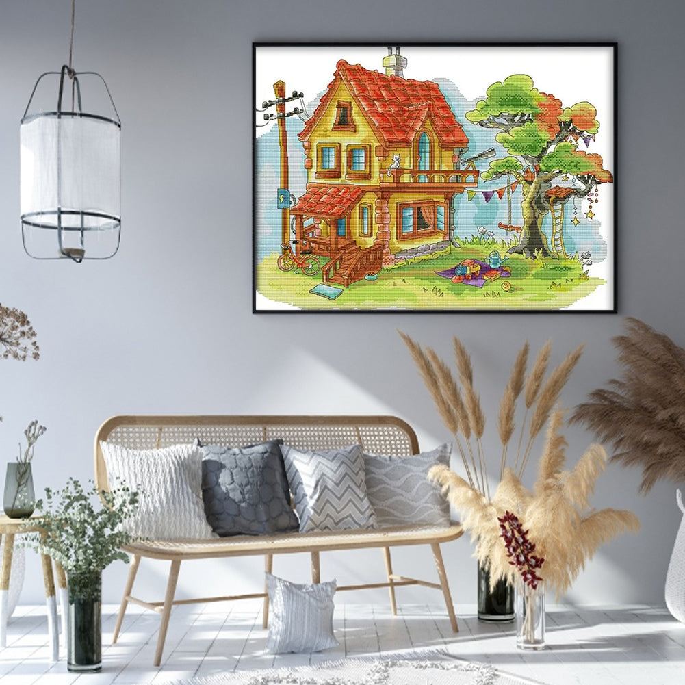 Dream House - 14CT Stamped Cross Stitch 52*40CM(Joy Sunday)