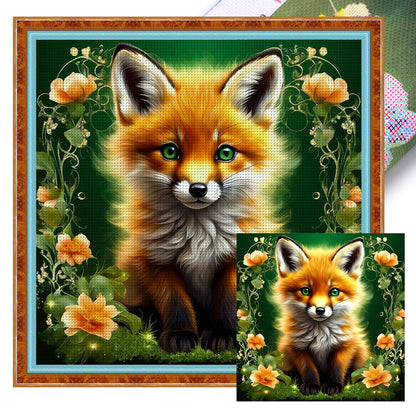 Flowers And Little Fox - 11CT Stamped Cross Stitch 40*40CM