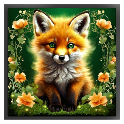 Flowers And Little Fox - 11CT Stamped Cross Stitch 40*40CM