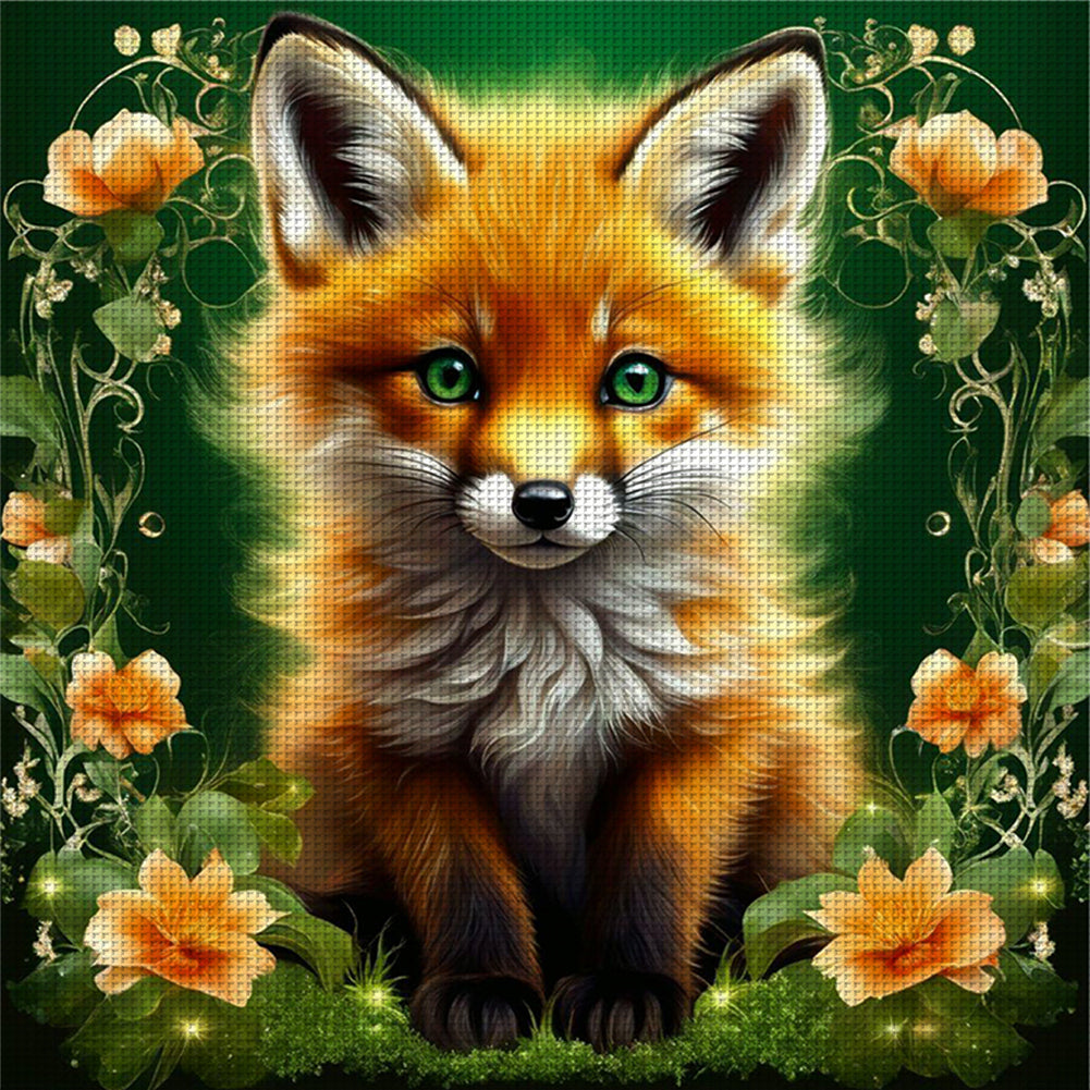 Flowers And Little Fox - 11CT Stamped Cross Stitch 40*40CM