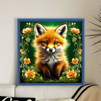 Flowers And Little Fox - 11CT Stamped Cross Stitch 40*40CM