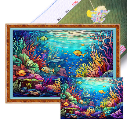 Glass Painting-Underwater World - 11CT Stamped Cross Stitch 60*40CM