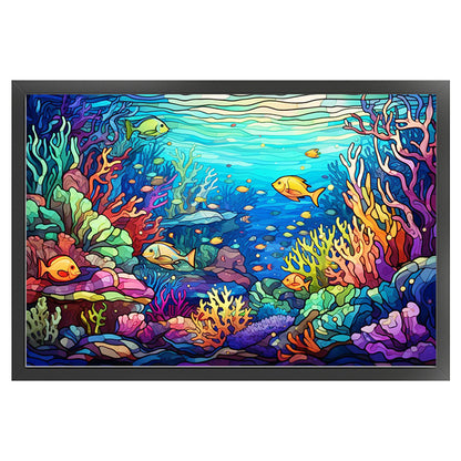 Glass Painting-Underwater World - 11CT Stamped Cross Stitch 60*40CM