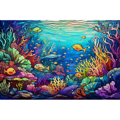 Glass Painting-Underwater World - 11CT Stamped Cross Stitch 60*40CM