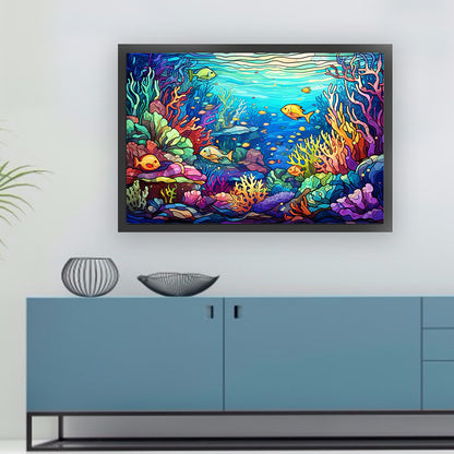 Glass Painting-Underwater World - 11CT Stamped Cross Stitch 60*40CM