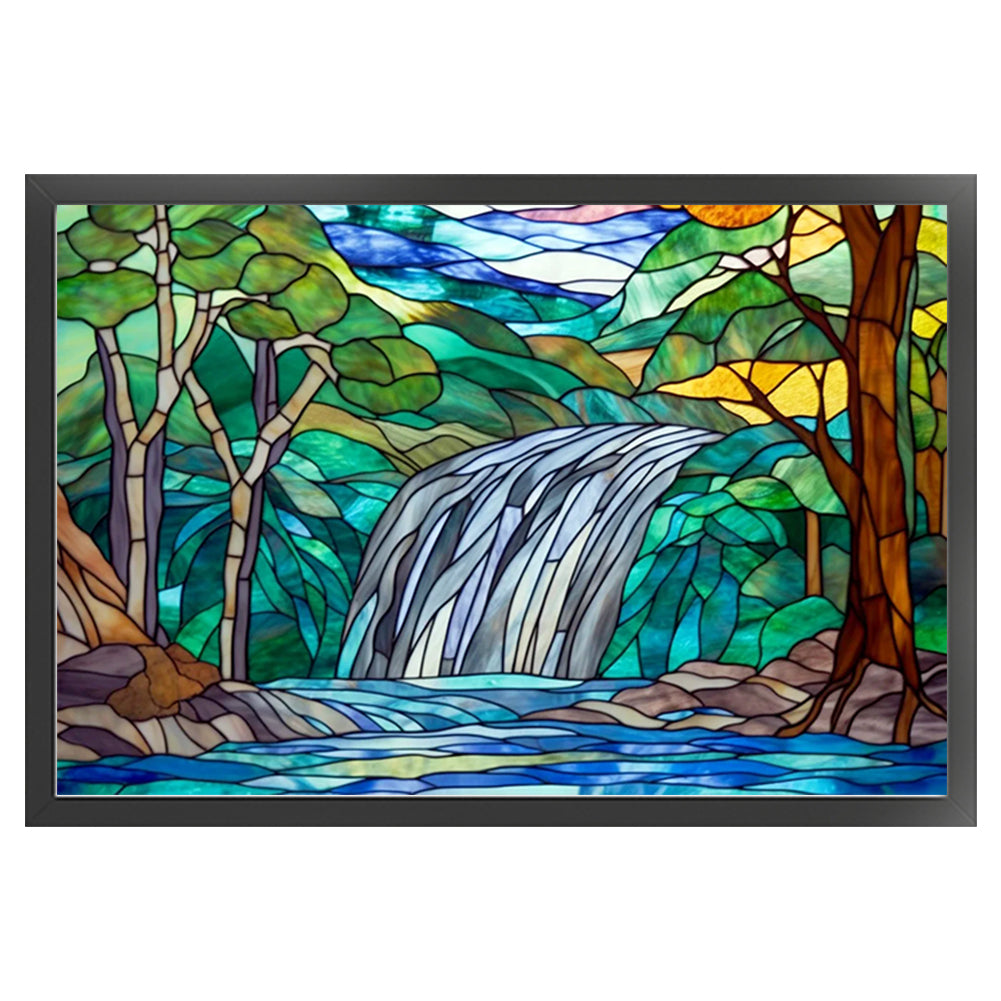 Glass Painting-Landscape And River - 11CT Stamped Cross Stitch 60*40CM