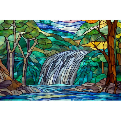 Glass Painting-Landscape And River - 11CT Stamped Cross Stitch 60*40CM