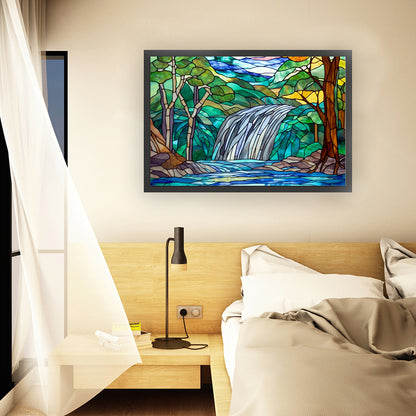 Glass Painting-Landscape And River - 11CT Stamped Cross Stitch 60*40CM