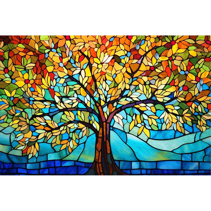 Glass Painting-Tree Of Life - 11CT Stamped Cross Stitch 60*40CM