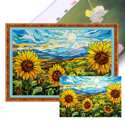 Glass Painting - Sunflower - 11CT Stamped Cross Stitch 60*40CM