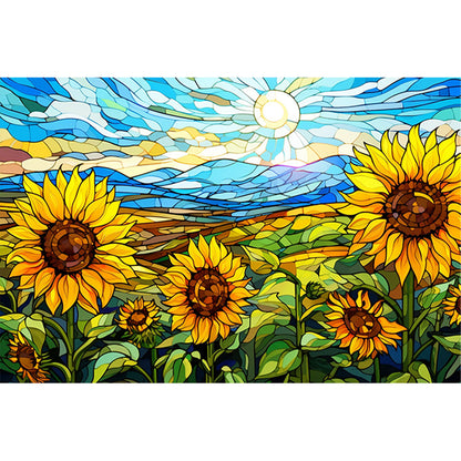 Glass Painting - Sunflower - 11CT Stamped Cross Stitch 60*40CM