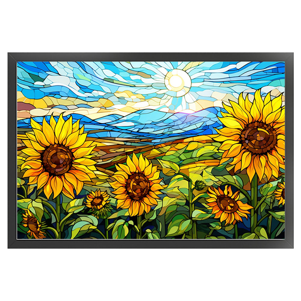 Glass Painting - Sunflower - 11CT Stamped Cross Stitch 60*40CM