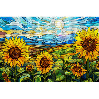 Glass Painting - Sunflower - 11CT Stamped Cross Stitch 60*40CM