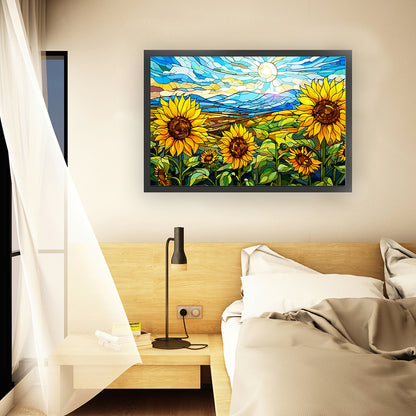 Glass Painting - Sunflower - 11CT Stamped Cross Stitch 60*40CM