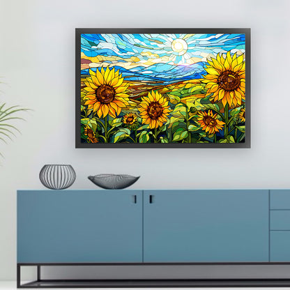 Glass Painting - Sunflower - 11CT Stamped Cross Stitch 60*40CM