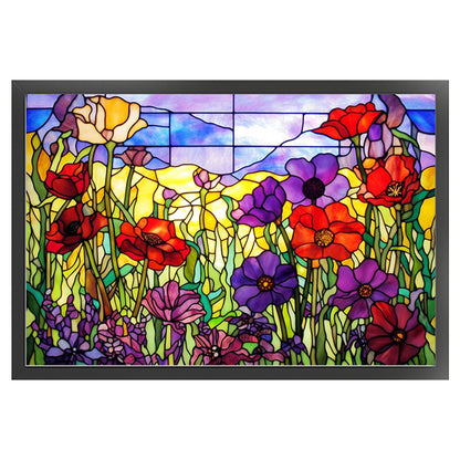 Glass Painting-Pansy - 11CT Stamped Cross Stitch 60*40CM