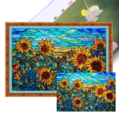 Glass Painting - Sunflower - 11CT Stamped Cross Stitch 60*40CM