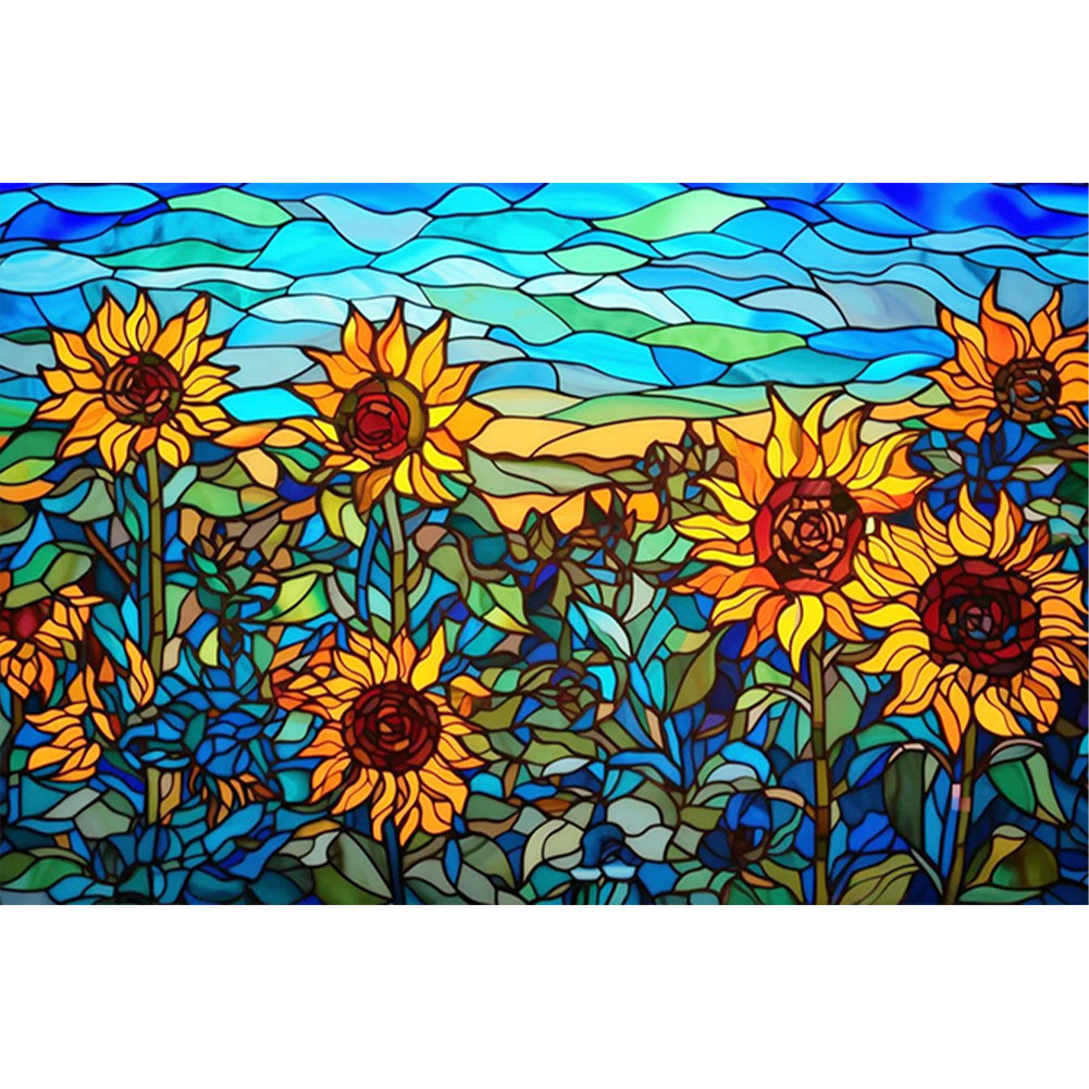 Glass Painting - Sunflower - 11CT Stamped Cross Stitch 60*40CM