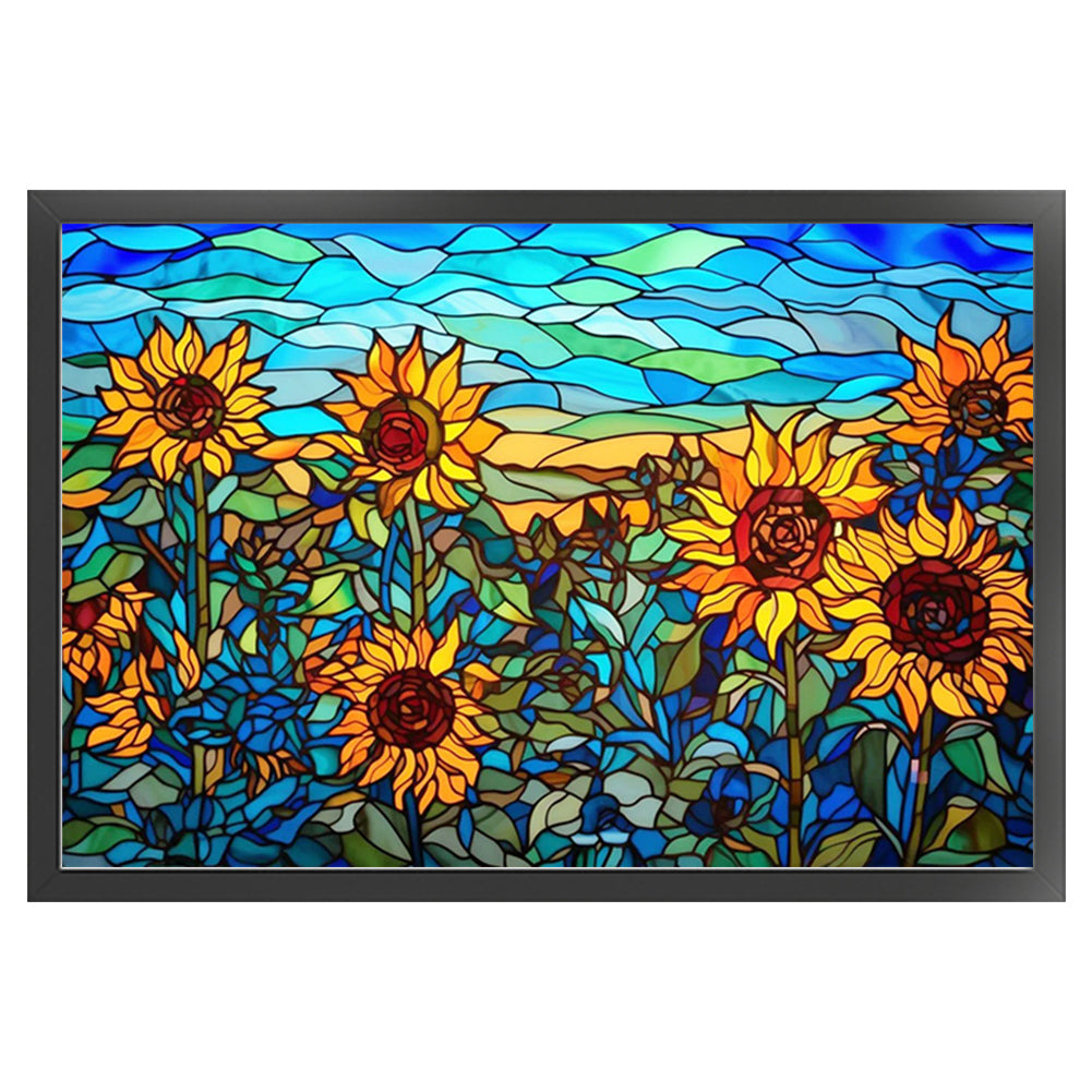 Glass Painting - Sunflower - 11CT Stamped Cross Stitch 60*40CM