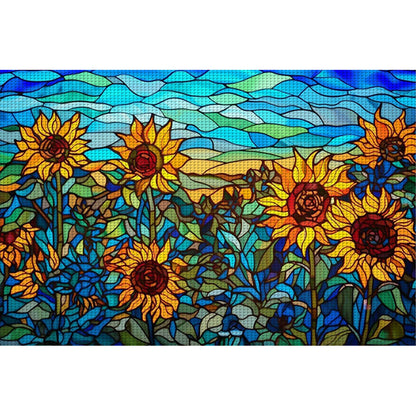 Glass Painting - Sunflower - 11CT Stamped Cross Stitch 60*40CM