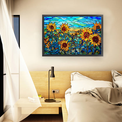 Glass Painting - Sunflower - 11CT Stamped Cross Stitch 60*40CM