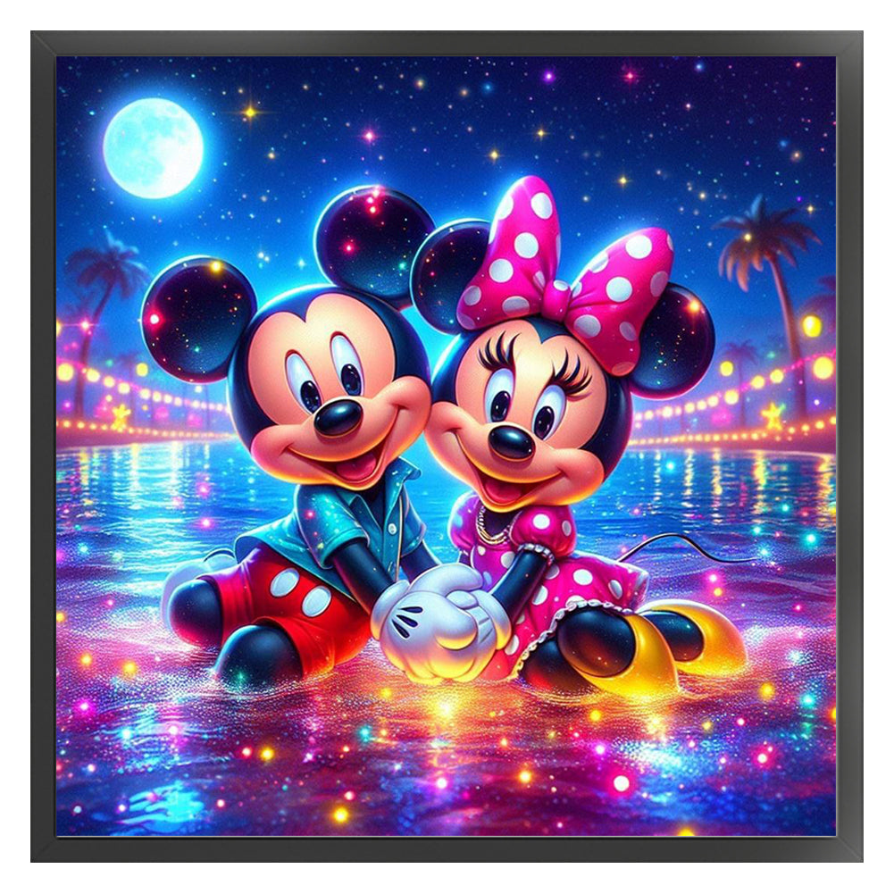 Glass Painting-Mickey And Minnie - 11CT Stamped Cross Stitch 40*40CM