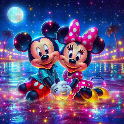 Glass Painting-Mickey And Minnie - 11CT Stamped Cross Stitch 40*40CM