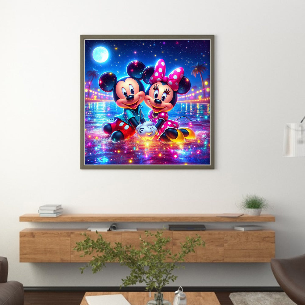 Glass Painting-Mickey And Minnie - 11CT Stamped Cross Stitch 40*40CM