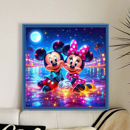 Glass Painting-Mickey And Minnie - 11CT Stamped Cross Stitch 40*40CM