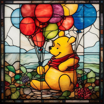 Glass Painting-Winnie The Pooh - 11CT Stamped Cross Stitch 40*40CM