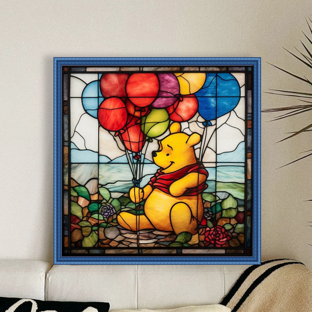 Glass Painting-Winnie The Pooh - 11CT Stamped Cross Stitch 40*40CM