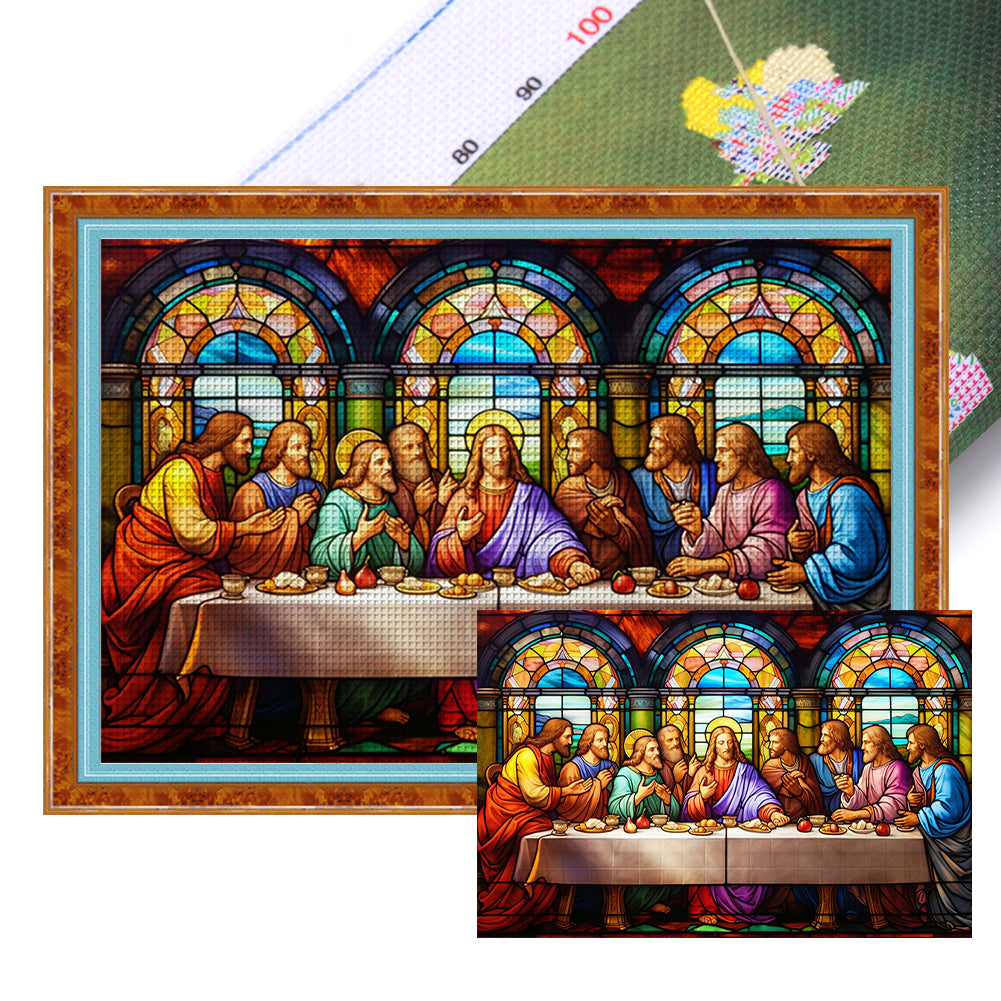 Glass Painting-Fr. - 11CT Stamped Cross Stitch 60*40CM