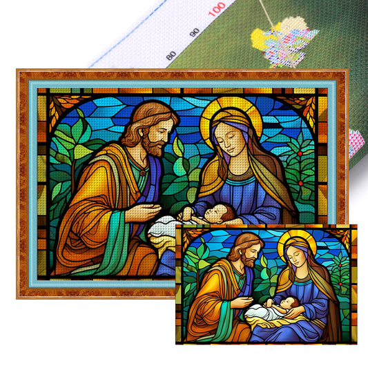 Glass Painting-Nativity Of Jesus - 11CT Stamped Cross Stitch 60*40CM