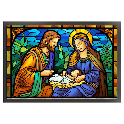 Glass Painting-Nativity Of Jesus - 11CT Stamped Cross Stitch 60*40CM